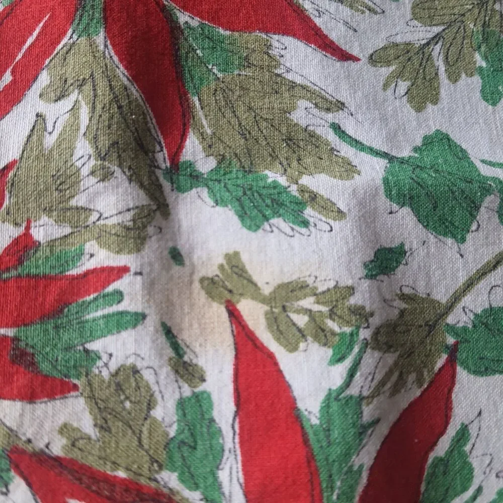 Vtg Poinsettia Table Runner Decorative Christmas Centerpiece 52x14